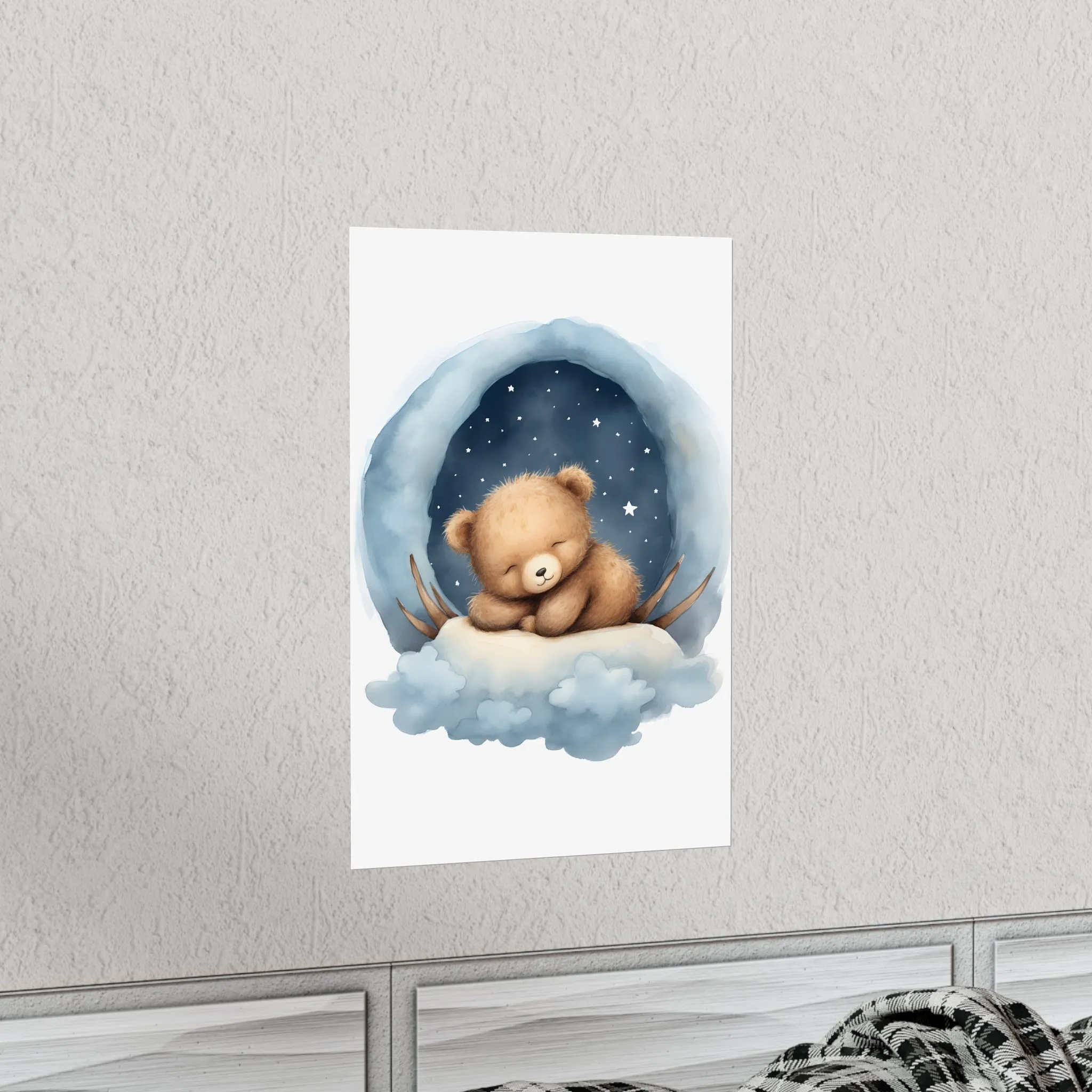 Sleeping Bear, Baby Room Wall Art, Nursery Decor, Kids room decor, sleeping animals, Animals Nursery Art, Nursery Décor,