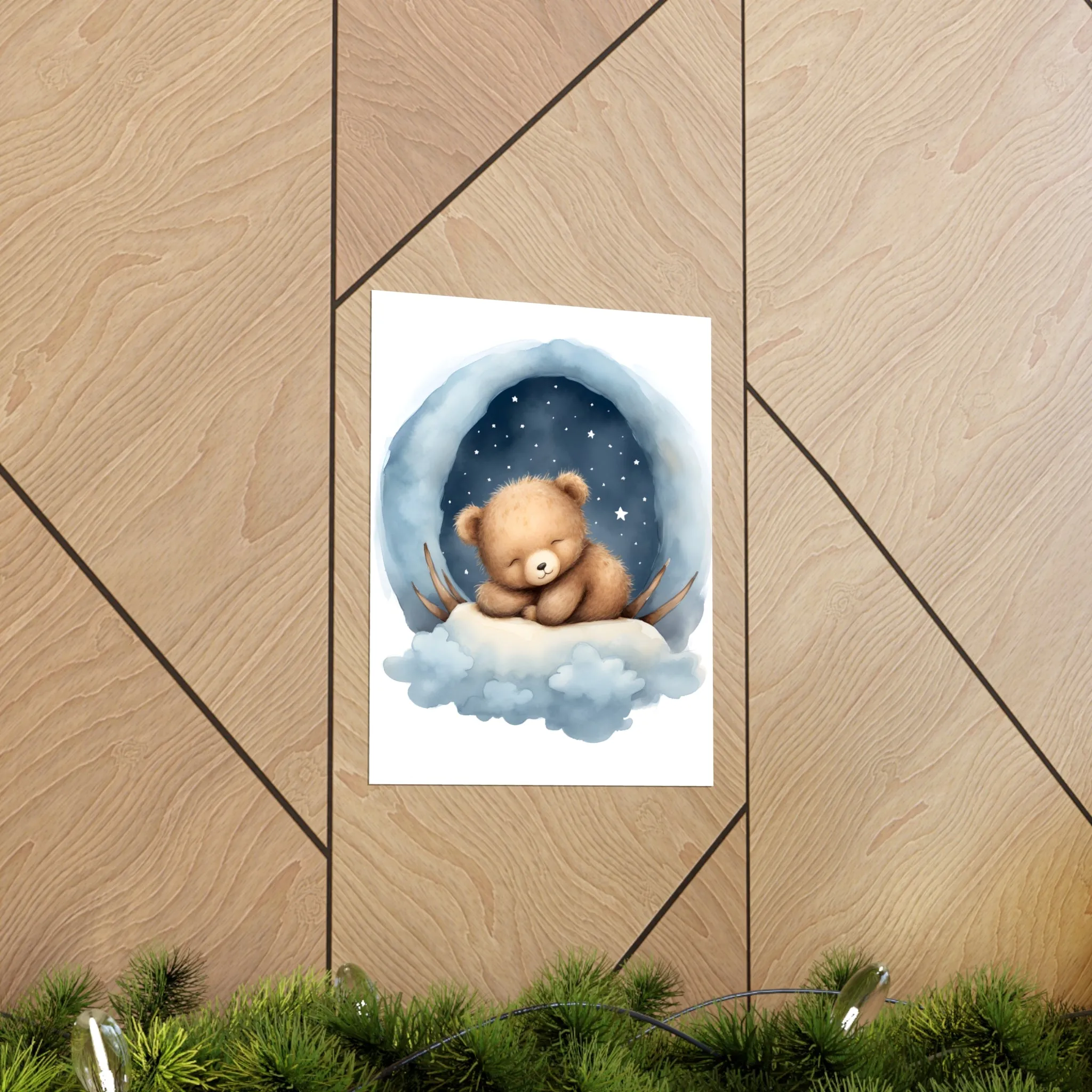 Sleeping Bear, Baby Room Wall Art, Nursery Decor, Kids room decor, sleeping animals, Animals Nursery Art, Nursery Décor,