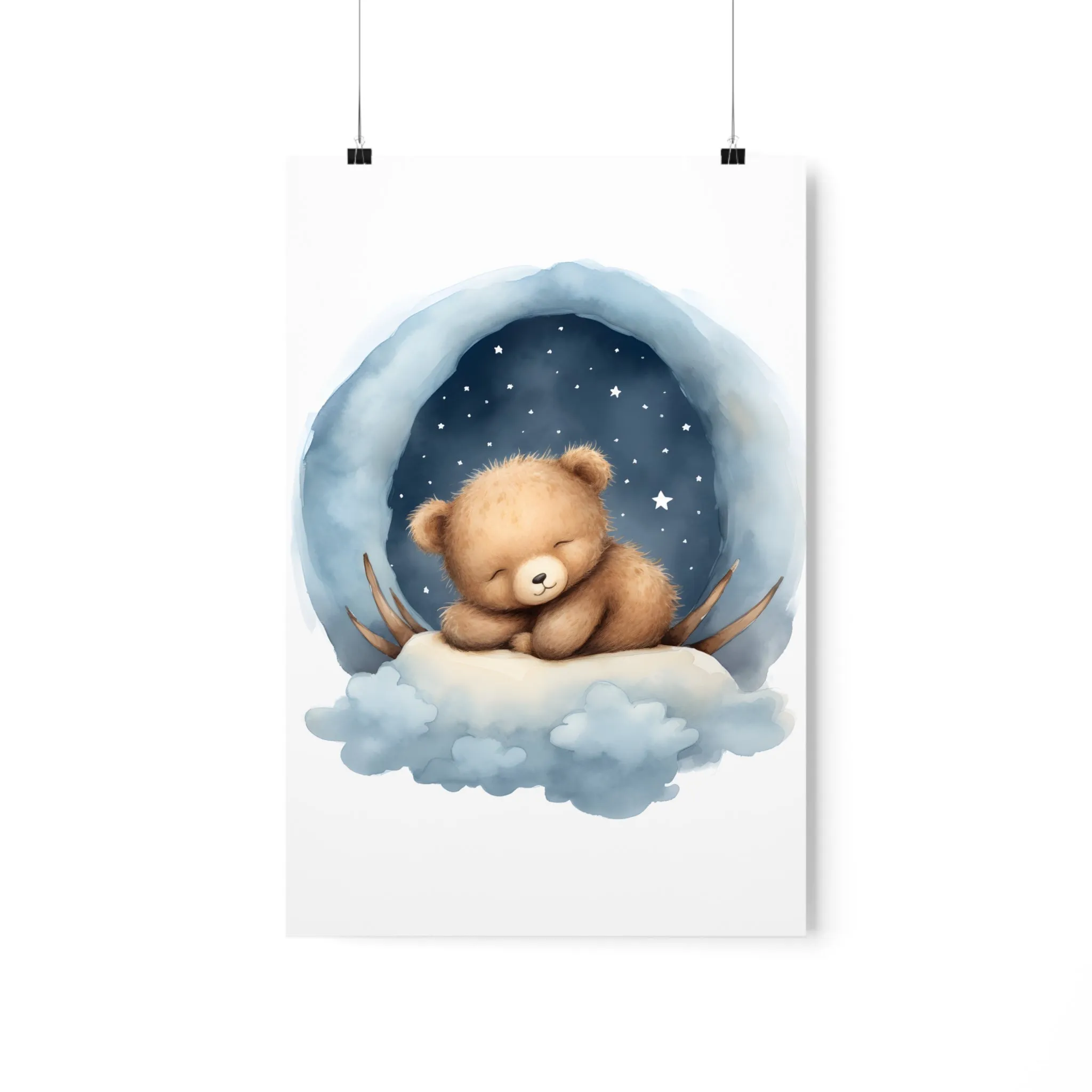 Sleeping Bear, Baby Room Wall Art, Nursery Decor, Kids room decor, sleeping animals, Animals Nursery Art, Nursery Décor,