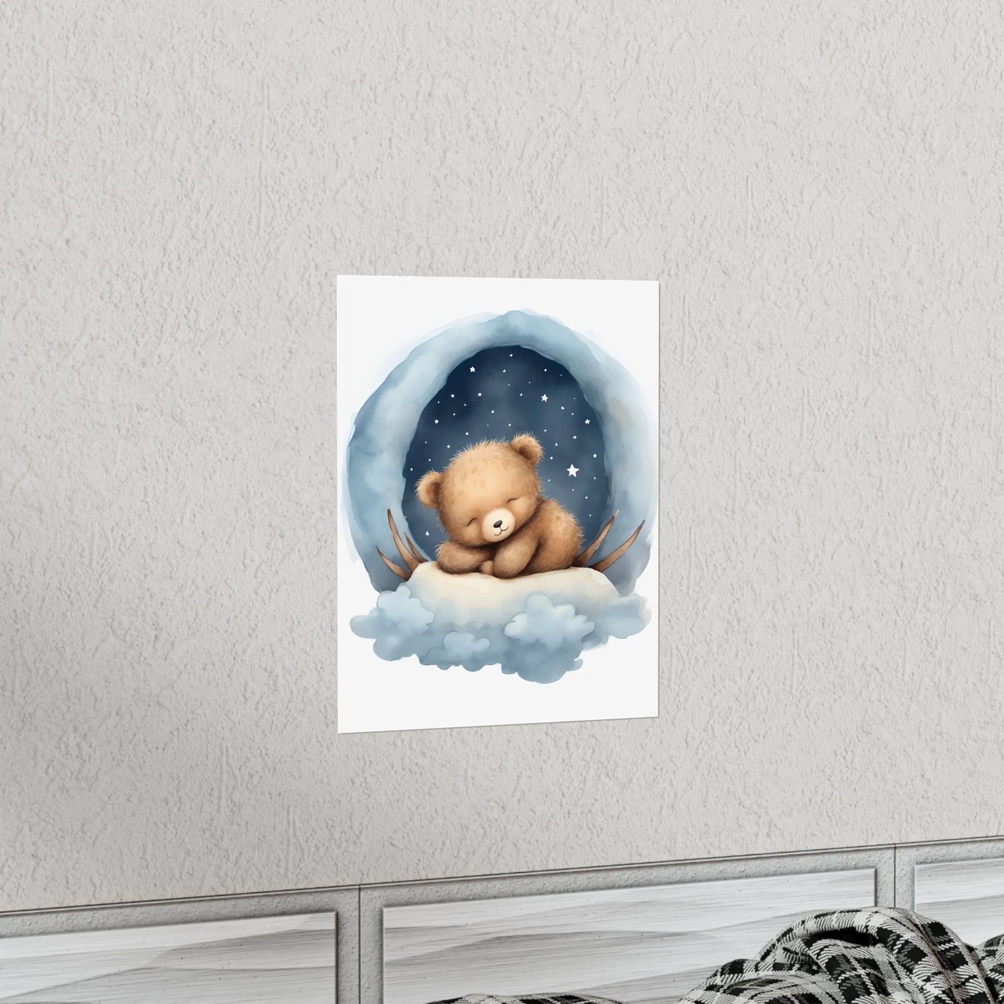 Sleeping Bear, Baby Room Wall Art, Nursery Decor, Kids room decor, sleeping animals, Animals Nursery Art, Nursery Décor,