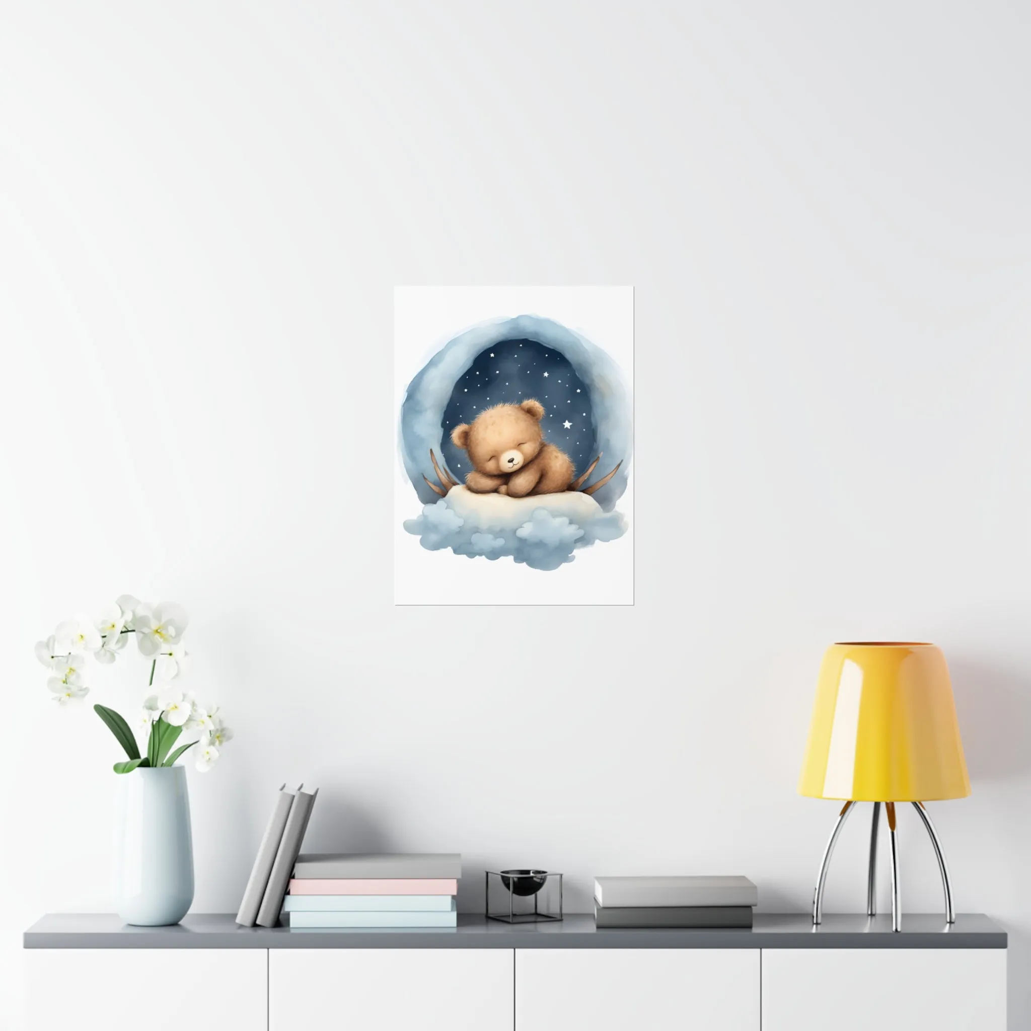 Sleeping Bear, Baby Room Wall Art, Nursery Decor, Kids room decor, sleeping animals, Animals Nursery Art, Nursery Décor,