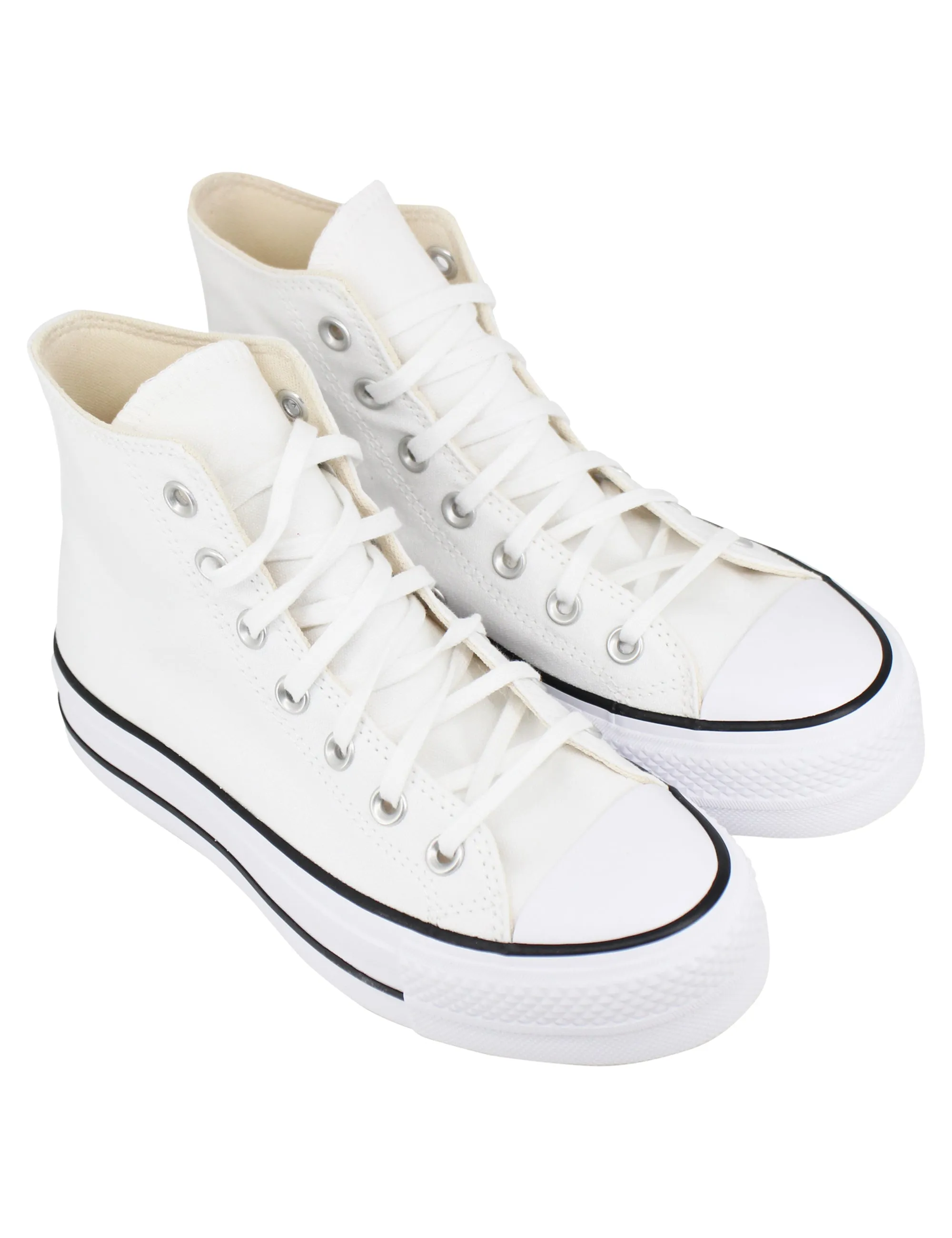 Sneakers donna Chuck Taylor stivaletto in tela bianca con fondo zeppa