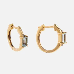 Solid Gold 2024 March Capsule Aquamarine Baguette Huggie Hoops