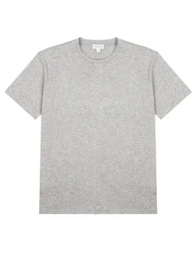 Sunspel Womens Boy Fit Crew Neck T Shirt Grey Melange