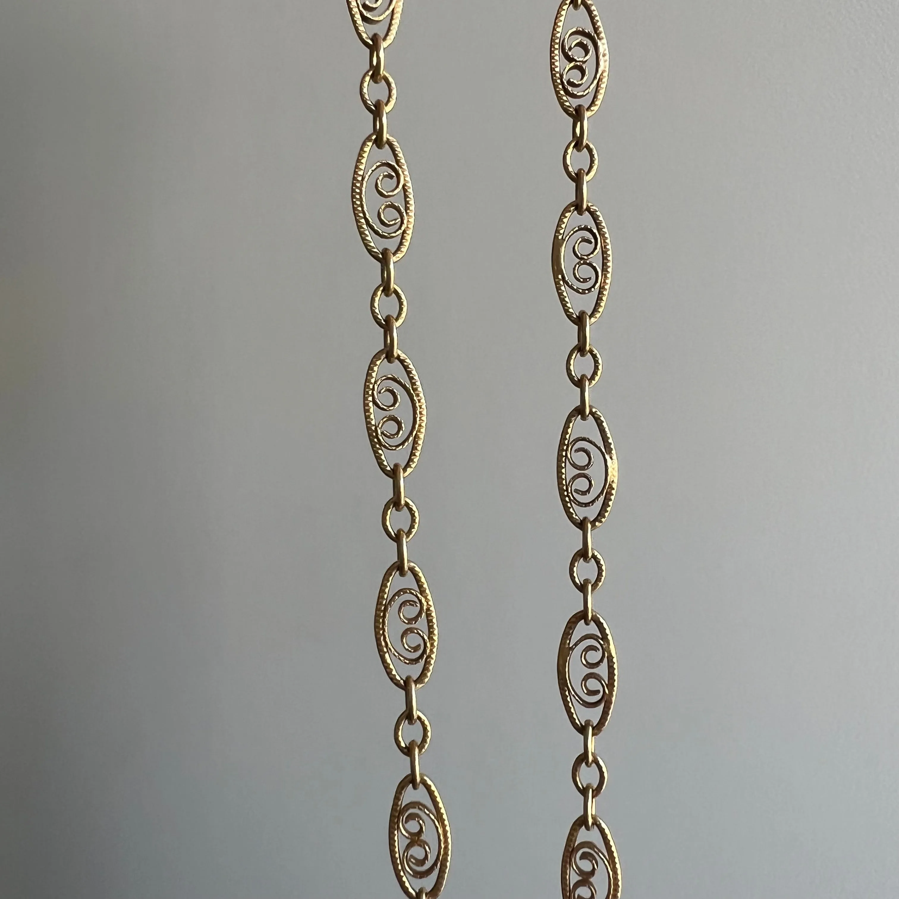 V I N T A G E // lace links / 14k yellow gold filigree link necklace chain / 17.5