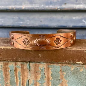 Vintage Solid Copper Cuff Indian Bracelet Bell