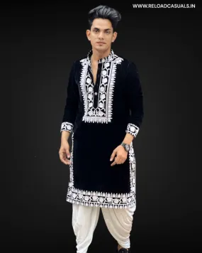 White Border Designer Kurta & Pyjama - Combo