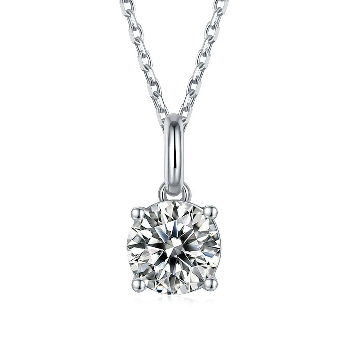 White Moissanite Solitiare Necklace