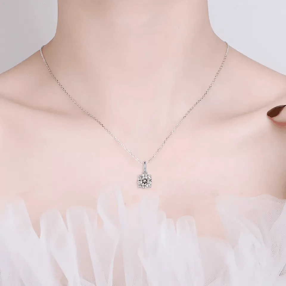 White Moissanite Solitiare Necklace