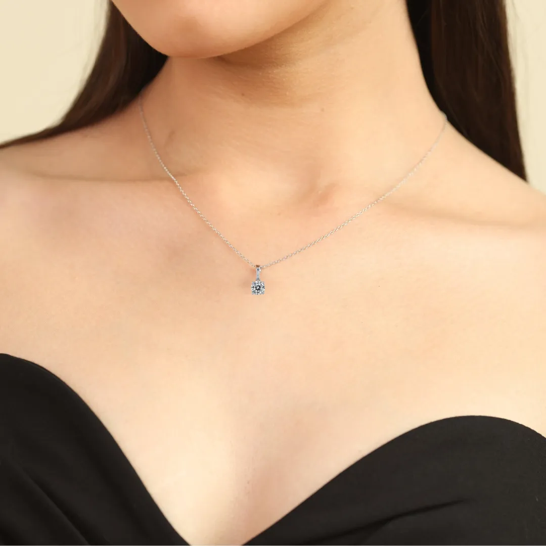 White Moissanite Solitiare Necklace