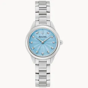 Women's Bulova Watch Blue Dial with 11 Diamonds 96P250